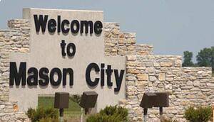 Photo of the Mason City welcome monument.