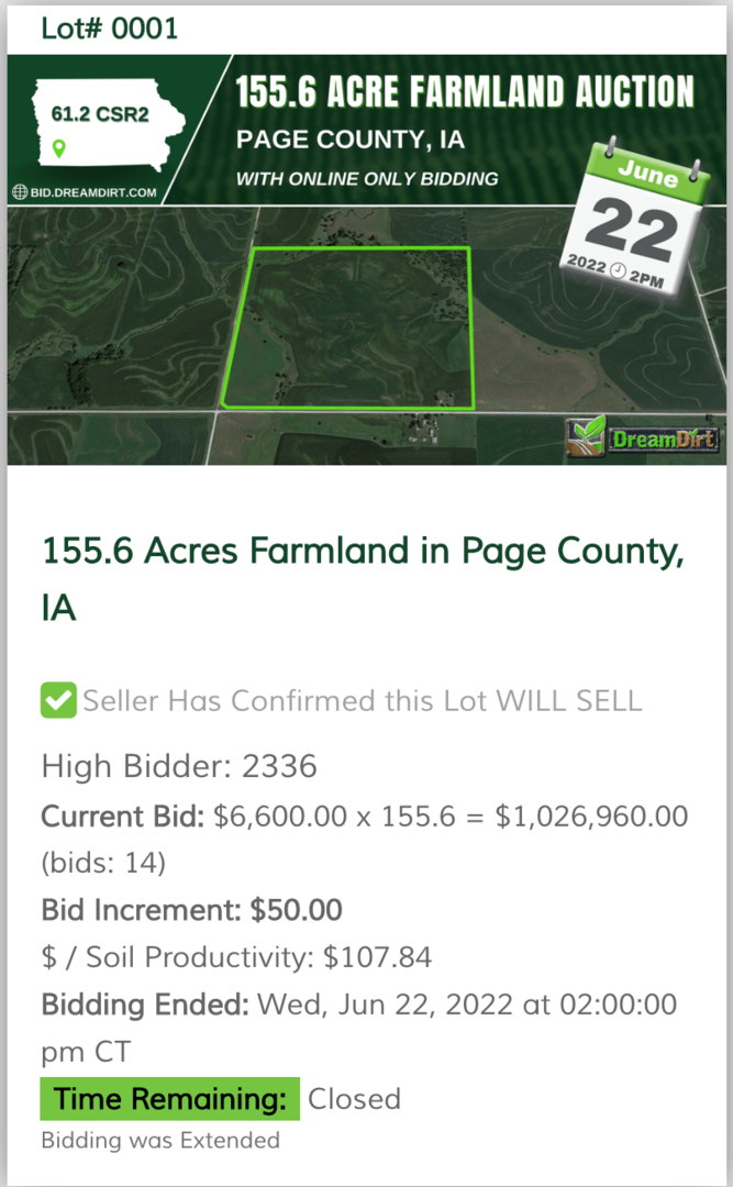 Final Bidding Screen Page County