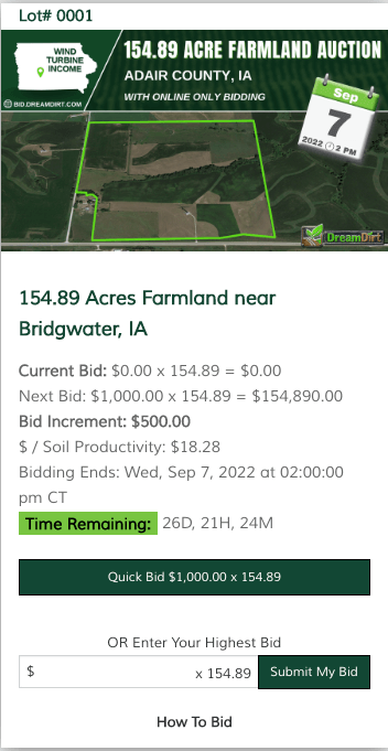 Online farmland bidding image