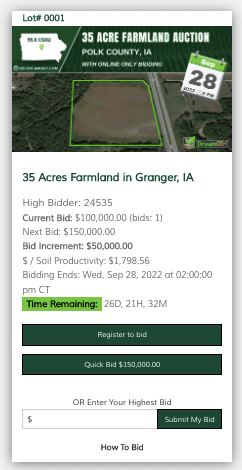 Online farmland bidding image