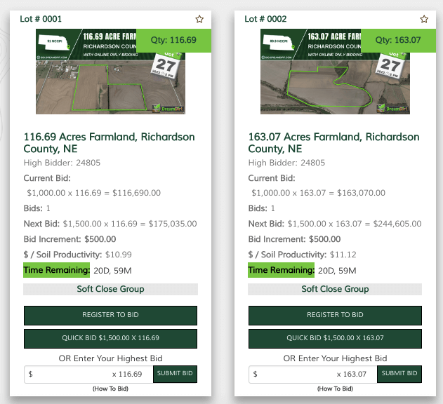 Online farmland bidding image