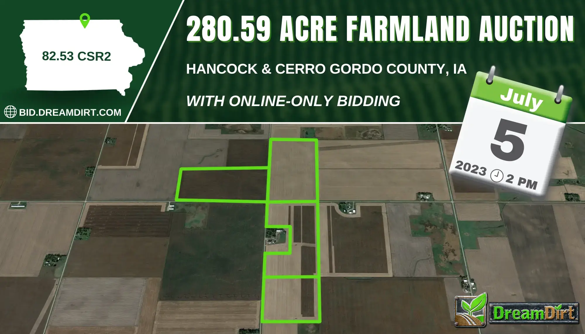 farmland auction sign