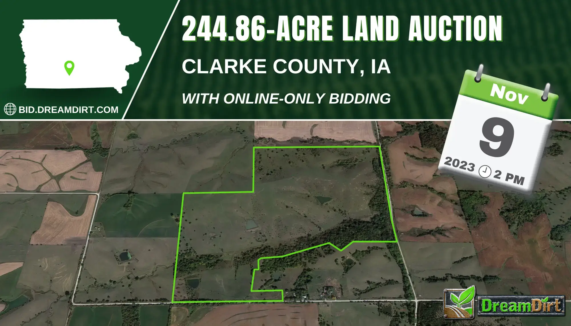 farmland auction sign